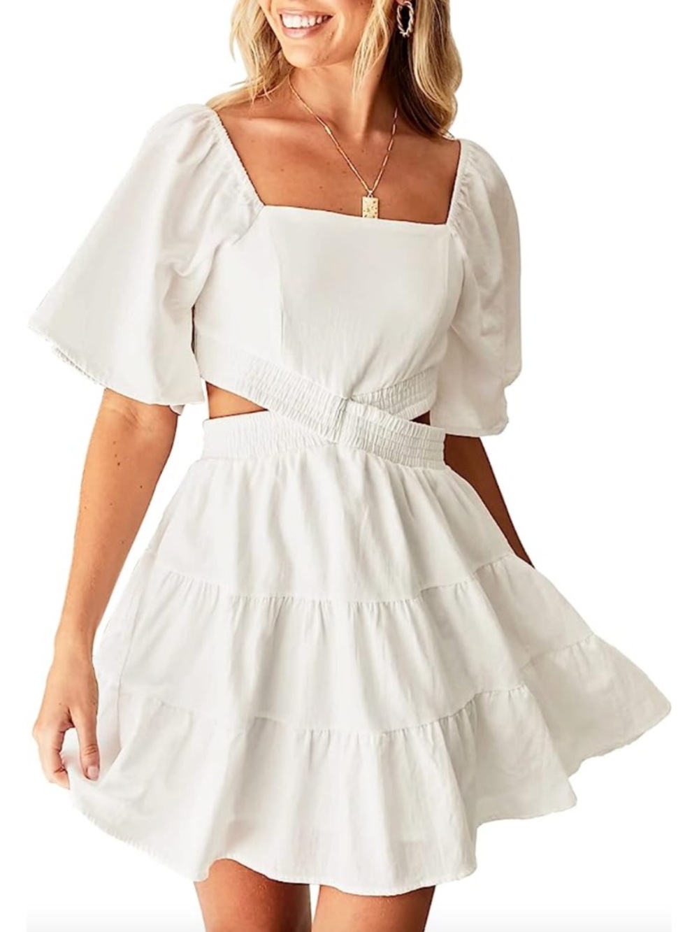 Shy Velvet White Mini Cut Out Dress Size Small #Lux-G